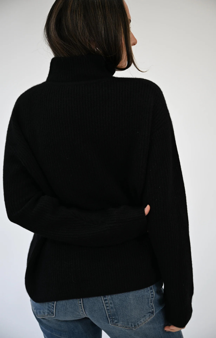 Jenni Kayne Cashmere Half Zip in Black - Picture 2 of 5